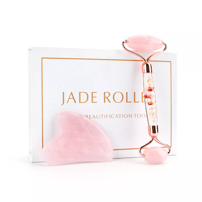 JADE ROLLER AUS 100% ROSE QUARZT