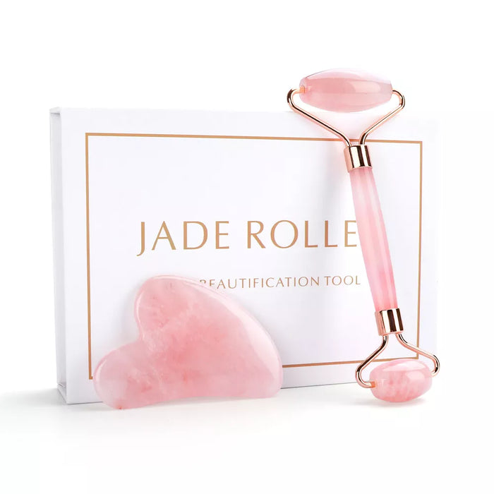 JADE ROLLER AUS 100% ROSE QUARZT